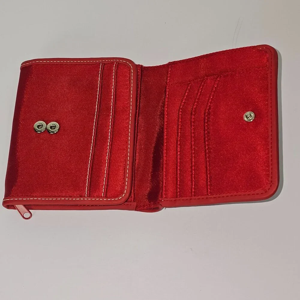Vintage 90's Fossil F2 Genuine Classic Non-Leather Red Nylon Snap Front Wallet